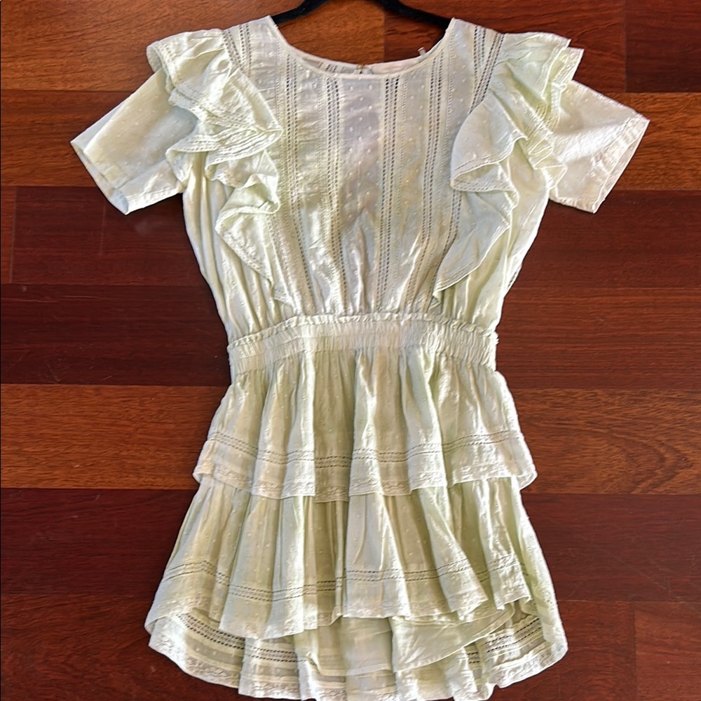 LOVESHACKFANCY Natasha mini dress moss green